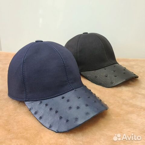 Мужская кепка с козырьком из кожи страуса