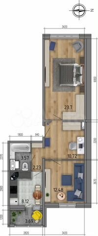 2-к. квартира, 62,9 м², 1/18 эт.