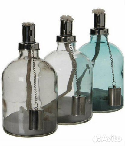 Масляная лампа-бутылка, стекло, 11х22см