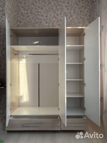 Шкаф 3 двери, белый 151см, глубина 56 см