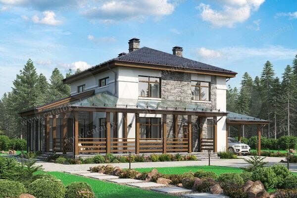 Проекты домов из газобетона с террасой