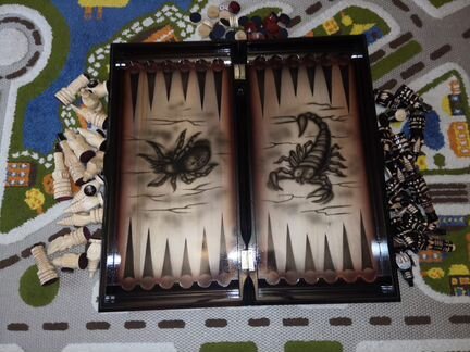 Шахматы-шашки-нарды-Ручной работы - Паук-Скорпион