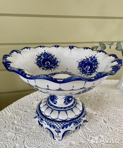 Ваза для фруктов гжель