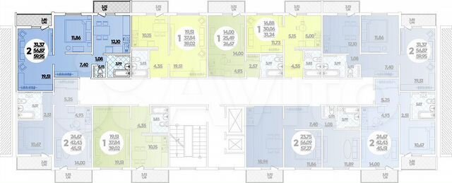 2-к. квартира, 60 м², 9/16 эт.