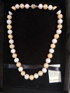 Жемчуг золотой и белый «южных морей», ожерелье. Мо