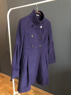 Фиолетовое кашемировое пальто с воротником стойка