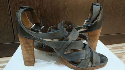 Босоножки тёмно-синие на каблуке, р-р 36-37