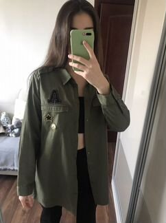 Рубашка зелёная оверсайз