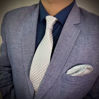 Галстук платок мужской серебристый подарочный набо