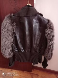 Patrizia pepe Кожанная куртка с рукавами из натура