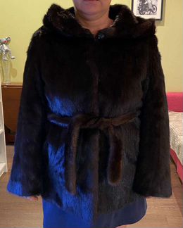 Шуба норковая с капюшоном