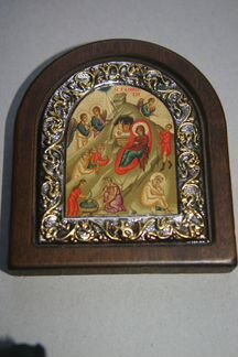 Икона в серебре,ручн. копия старинной византийской
