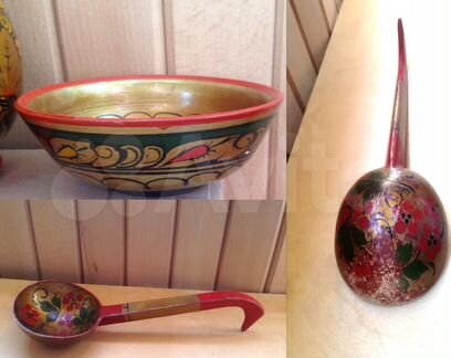 СССР Старая хохлома вазы плошки шкатулки блюдца