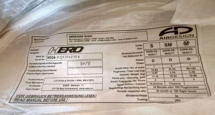 Параплан Airdesign Hero M б/у 2018г 30часов