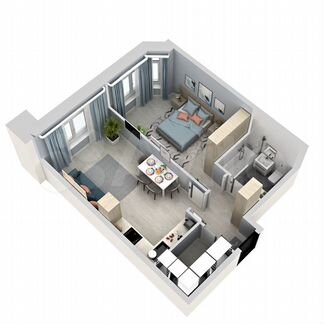 2-к квартира, 45.5 м², 13/21 эт.