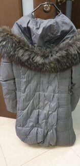 Пуховик р.xl пух-перо воротник мех натуральный