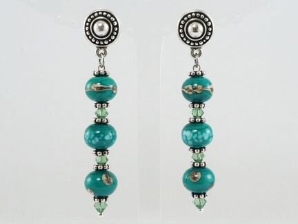 Серьги Яркая мята (авторский лампворк)