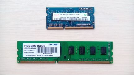 Оперативная память Patriot 2 Gb + Hynix 1Gb
