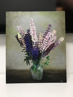 Картина «Люпины» 50х60, масло, холст на картоне