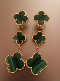 Van Cleef серёжки золото и малахит
