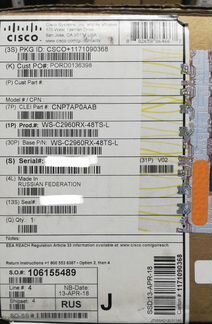 Новый Cisco WS-C2960RX-48TS-L