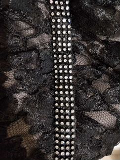 Чёрное платье мини со стразами 48 размер L