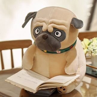 Мягкая игрушка Собака Грустный Мопс Sad Pug, 40 см
