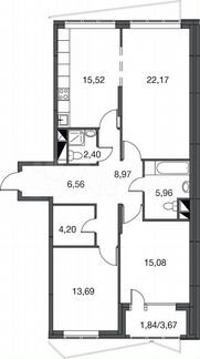 3-к квартира, 96.4 м², 5/20 эт.
