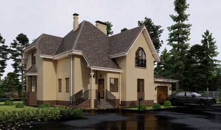 Дом из газобетонного блока с гаражом 221м2