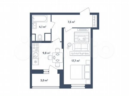 1-к квартира, 40.6 м², 19/25 эт.