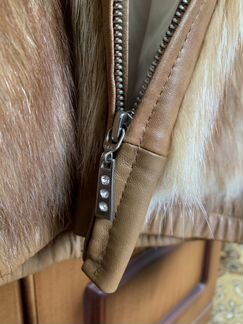 Куртка лиса+кожа размер 44