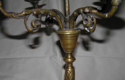 Старый бронзовый пятирожковый канделябр