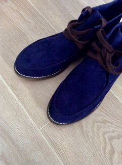 Ботинки мужские 41 размер синие коричневые шнурки