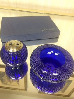 Старый пепельница зажигалка синее стекло синий не