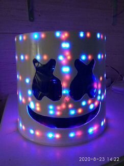 Маска dj маршмеллоу с подсветкой на новый год, ден