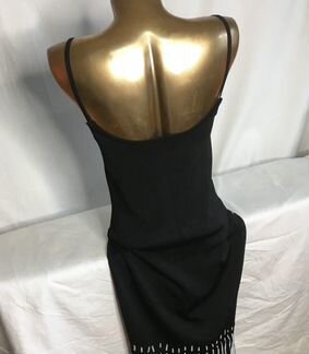 Платье черное миди с разноцветным декором