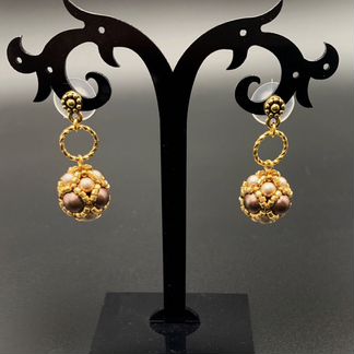 Серьги с оплетёнными бусинами из жемчуга Swarovski