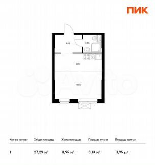 Квартира-студия, 27.3 м², 6/33 эт.