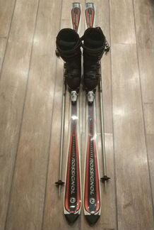 Комплект горные лыжи с креплениями,горнолыжные бот