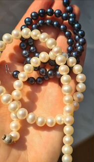 Колье из жемчуга с золотым замком 585