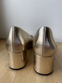 Туфли из кожи Zara золотистого цвета