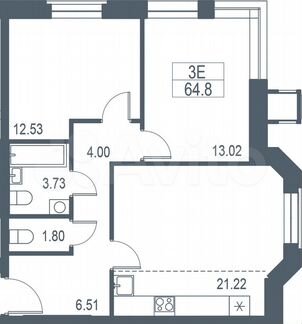 3-к квартира, 61.7 м², 19/21 эт.